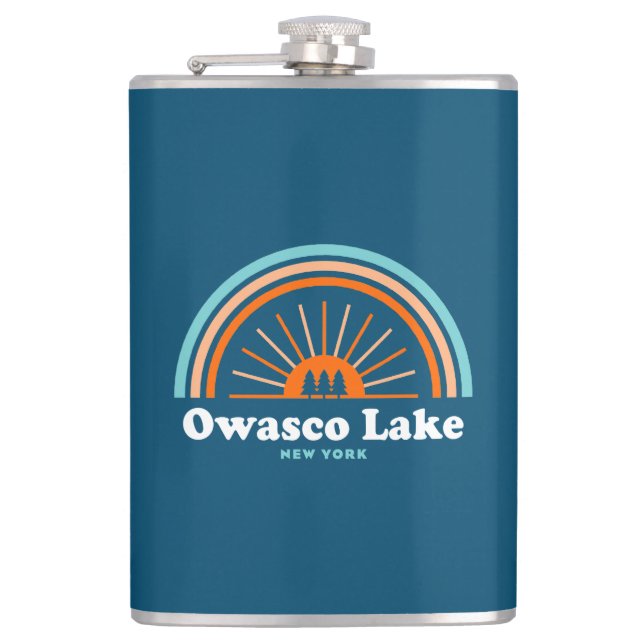 Owasco Lake New York Rainbow Hip Flask (Front)
