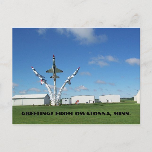 OWATONNA MINNESOTA MN PLANE AIRPLANE ART Postcard (Front)