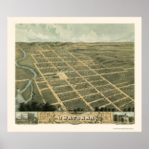 Owatonna, MN Panoramic Map - 1870 Poster