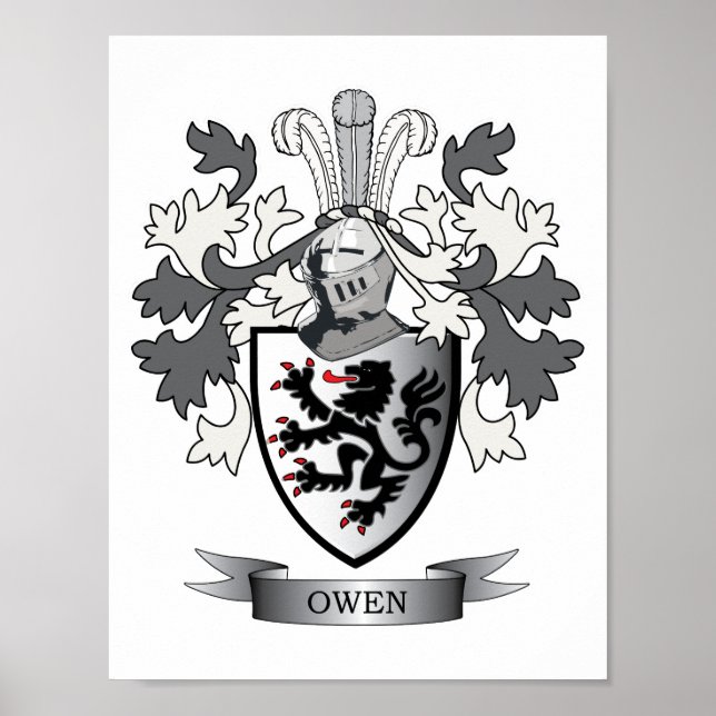 Owen Family Crest Coat of Arms Poster (Front)