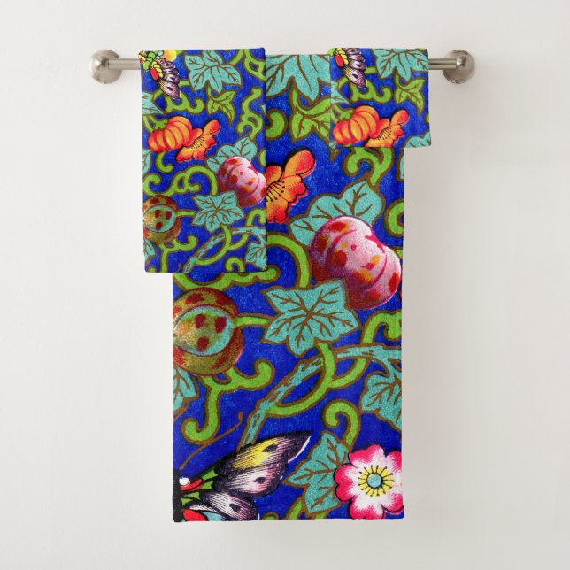 Owen Jones Antique Oriental Butterflies Bath Towel Set (Insitu)