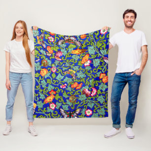 Owen Jones Antique Oriental Butterflies Fleece Blanket