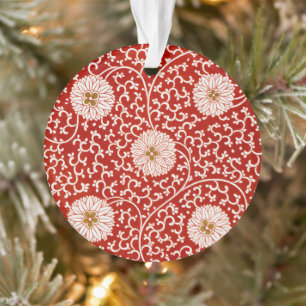 Owen Jones Chinese Ornament Red White Floral