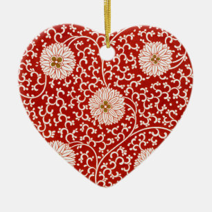 Owen Jones Chinese Ornament Red White Floral