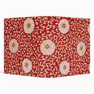 Owen Jones Chinese Ornament Red White Floral Binder