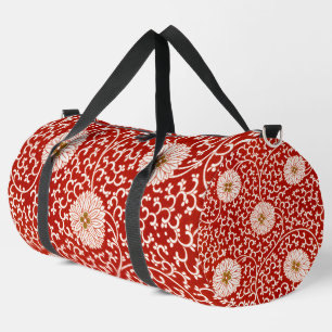Owen Jones Chinese Ornament Red White Floral Duffle Bag
