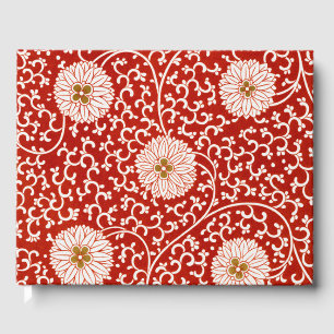 Owen Jones Chinese Ornament Red White Floral Guest Book