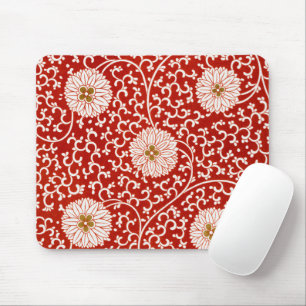 Owen Jones Chinese Ornament Red White Floral Mouse Pad