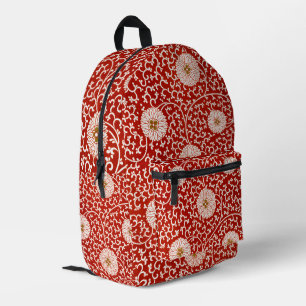 Owen Jones Chinese Ornament Red White Floral Printed Backpack