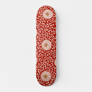 Owen Jones Chinese Ornament Red White Floral Skateboard