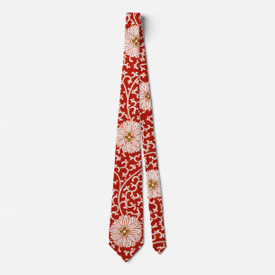 Owen Jones Chinese Ornament Red White Floral Tie