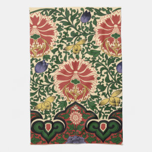 Owen Jones Chinoiserie Red Lotus Floral Art Design Kitchen Towel