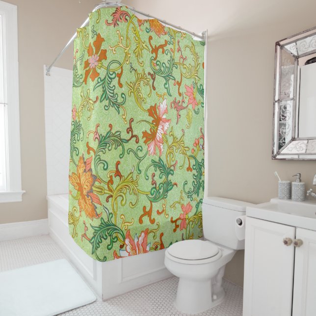 Owen Jones Floral Pattern Green Background (In Situ)