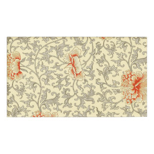 Owen Jones Vintage Pattern: Coral Floral Grey Name Tag