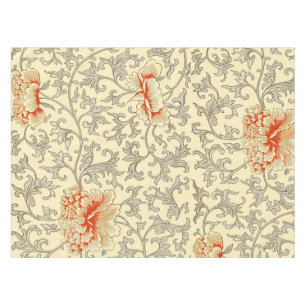 Owen Jones Vintage Pattern: Coral Floral Grey Tablecloth