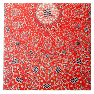 Owen Jones Vintage Red Turkish Pattern Design Post Tile