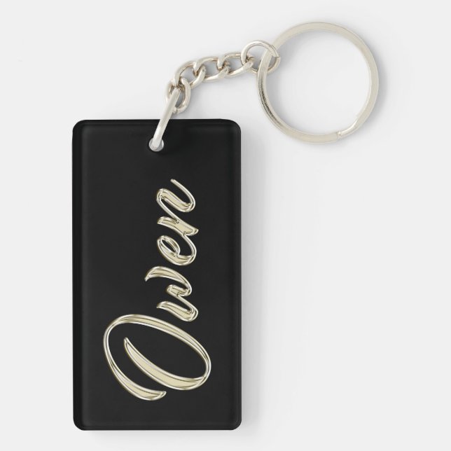 Owen name whitegold key trailer keychain (Back)