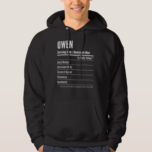 Owen Serving Size Nutrition Label Calories Hoodie (Front)