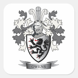 Owens Family Crest Coat of Arms Square Sticker