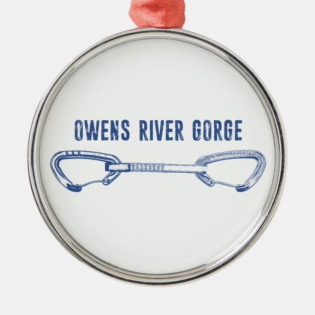 Owens River Gorge Rock Climbing Quickdraw Metal Ornament (Front)