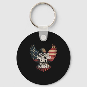 Owes You Work Harder Distressed American Flag Keychain