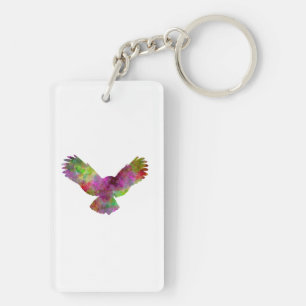 Owl 02 in watercolor keychain