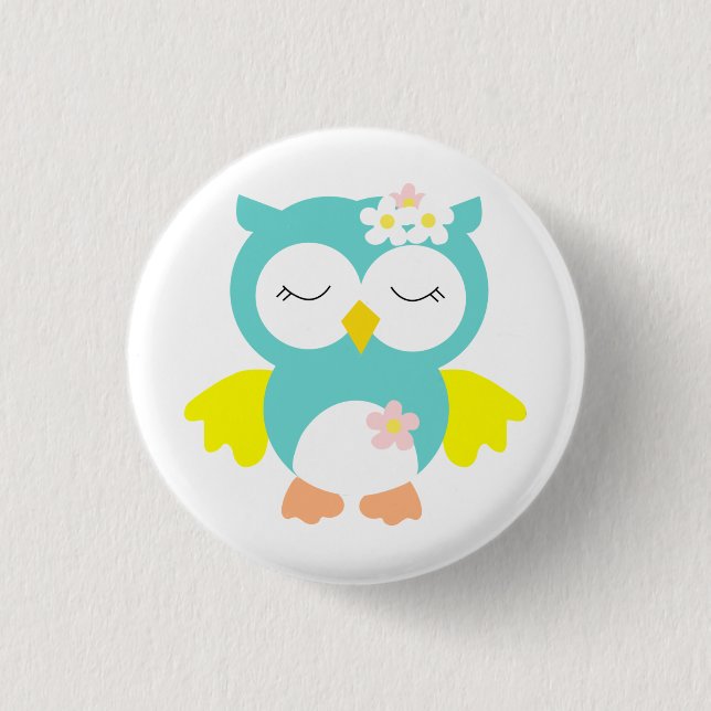 owl 1 inch round button (Front)