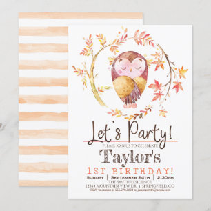 Owl 1er Anniversaire Fête Invitation