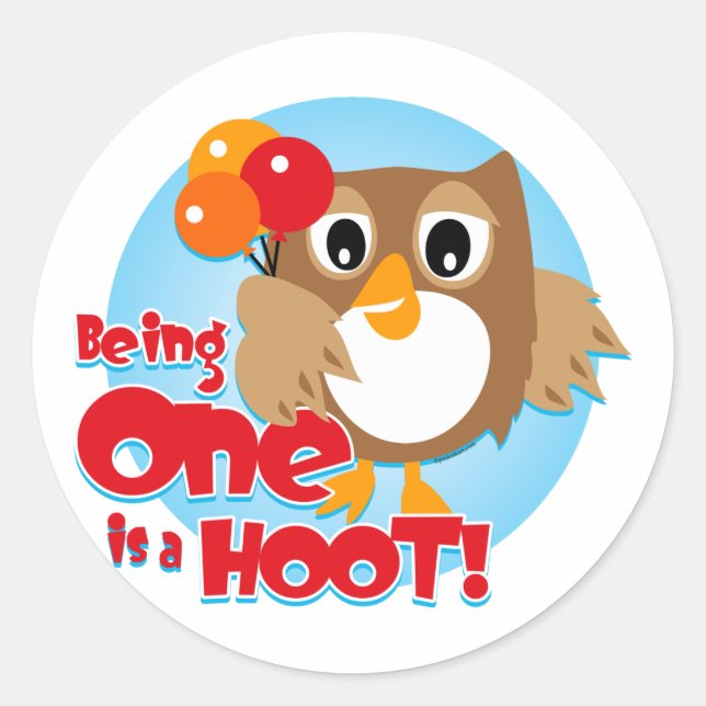 Owl 1st Birthday Classic Round Sticker (Front)