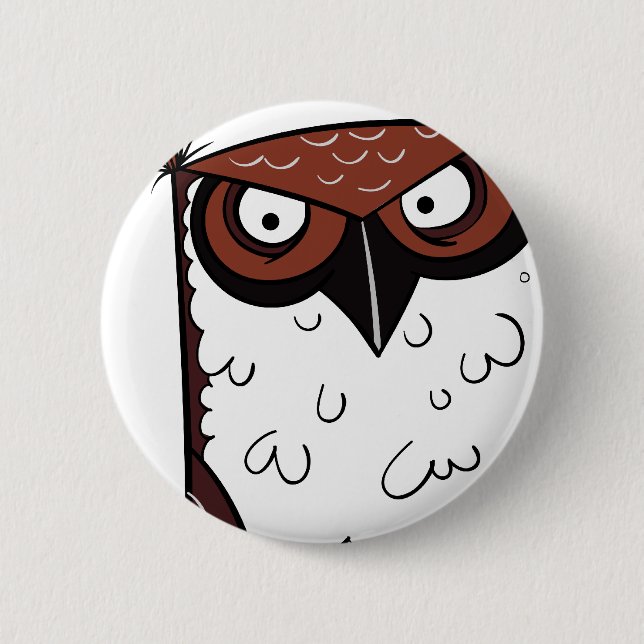 Owl 2 2 inch round button (Front)