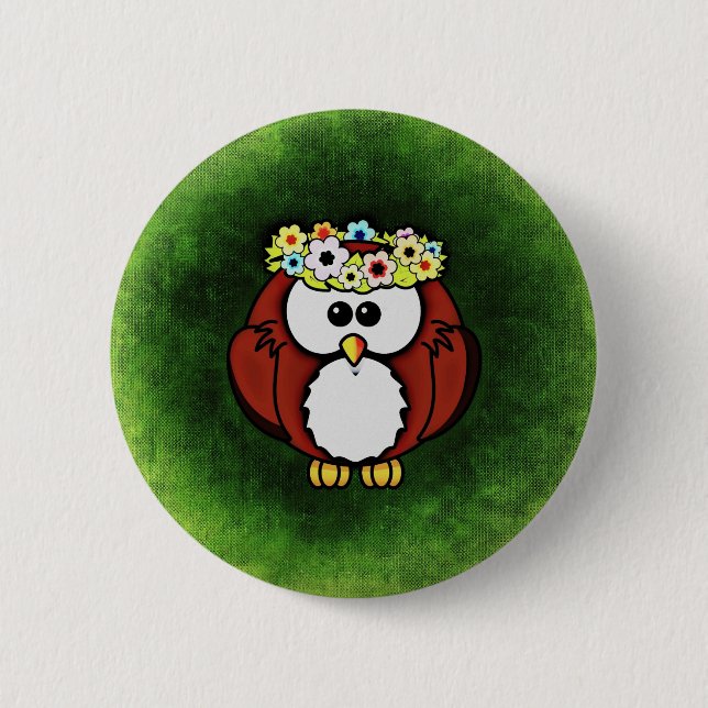 Owl 2 Inch Round Button (Front)