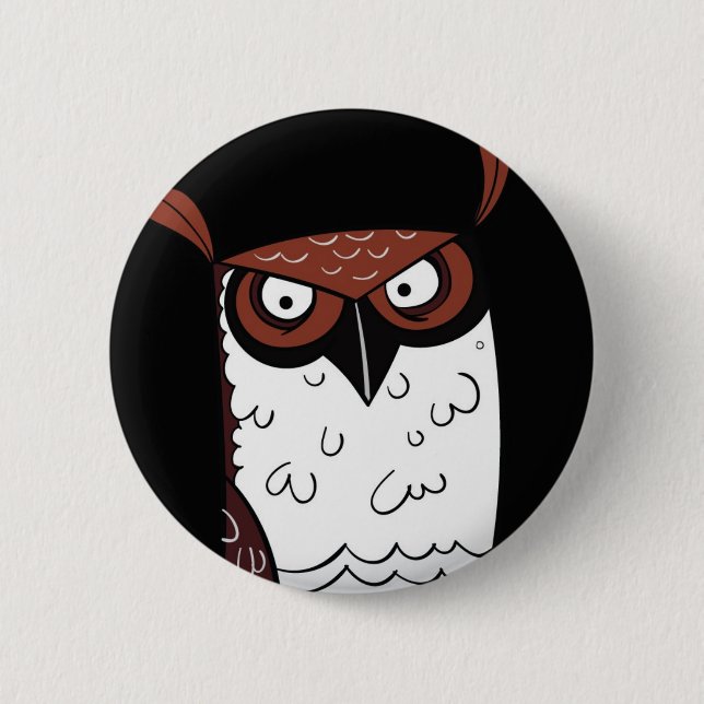 Owl 2 Inch Round Button (Front)