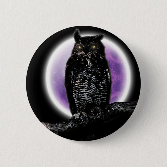 Owl 2 Inch Round Button (Front)