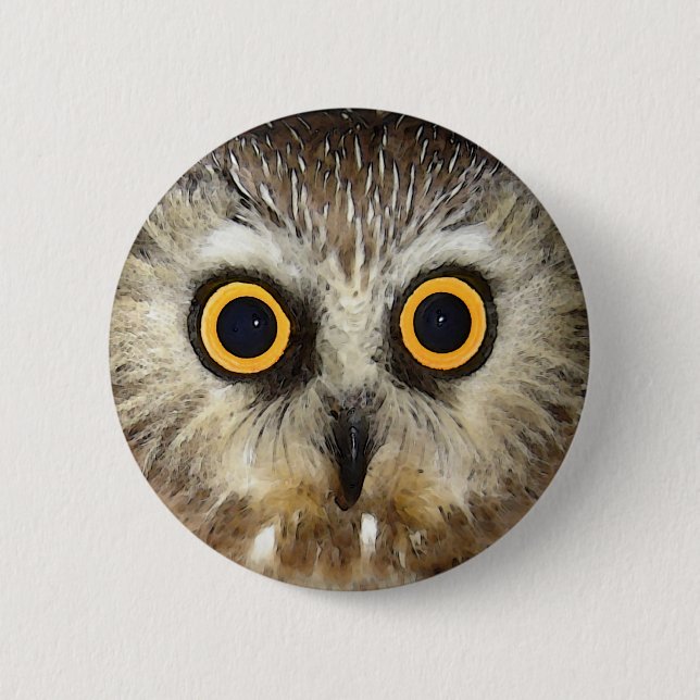 owl 2 inch round button (Front)