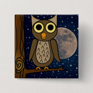 owl 2 inch square button