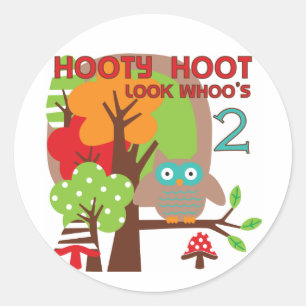 Owl 2nd Birthday T-shirts and Gifts Classic Round Sticker