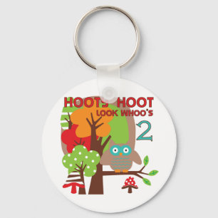 Owl 2nd Birthday T-shirts and Gifts Keychain