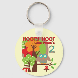 Owl 2nd Birthday T-shirts and Gifts Keychain