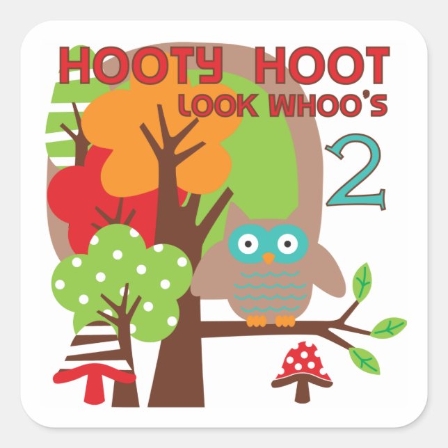 Owl 2nd Birthday T-shirts and Gifts Square Sticker (Front)