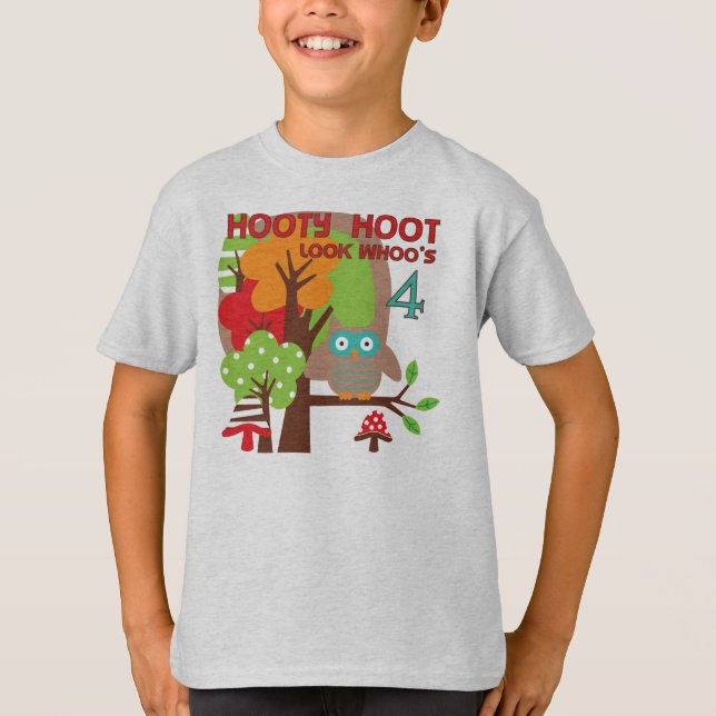Owl 4th Birthday T shirts and Gifts (Front)