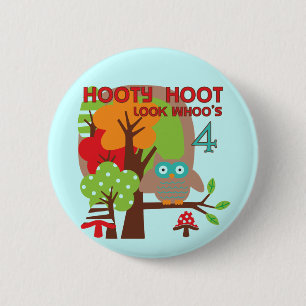 Owl 4th Birthday T shirts and Gifts 2 Inch Round Button