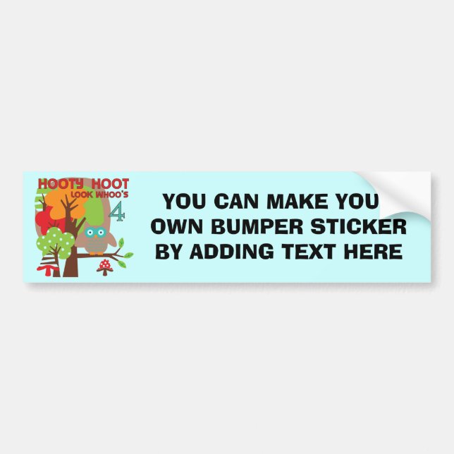 Owl 4th Birthday T shirts and Gifts Bumper Sticker (Front)