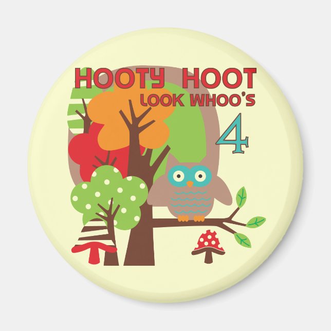 Owl 4th Birthday T shirts and Gifts Magnet (Front)