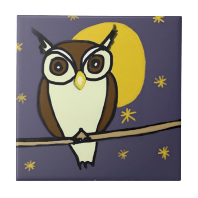 Owl against the Night Sky Tile (Front)
