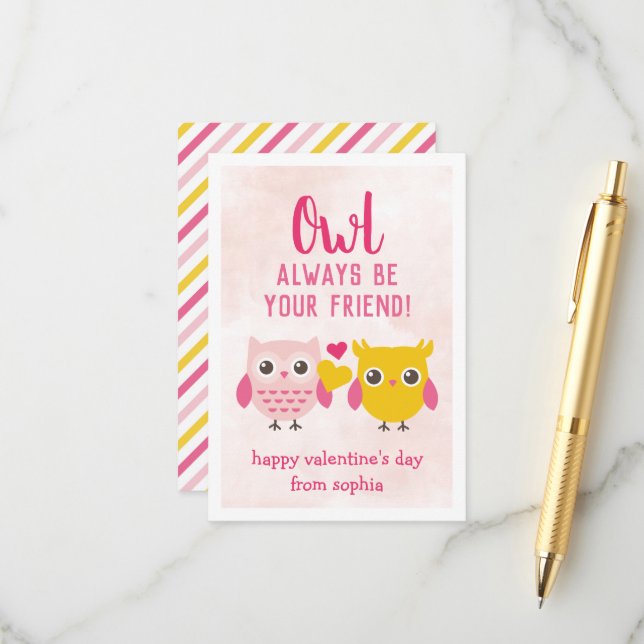 Owl Always Be Your Friend Kids Valentine's Cards (Front/Back In Situ)