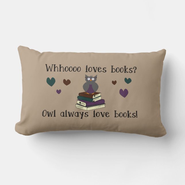 Owl Always Love Books Lumbar Pillow (Front)