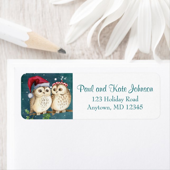 Owl Always Love You Cute Christmas Return Address (Insitu)