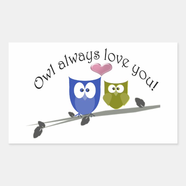 Owl always love you, cute Owls Art Sticker (Front)