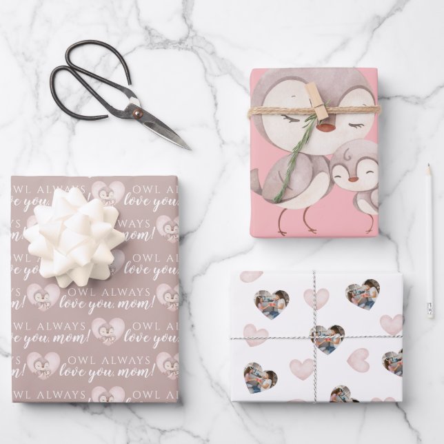 Owl Always Love You Mom Wrapping Paper Sheets (Front)
