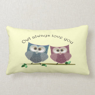 Owl always love you, Pink and Blue Owls Pillow